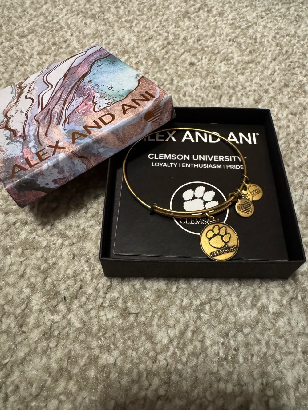 Alex and Ani Gold Clemson Paw Charm Bracelet